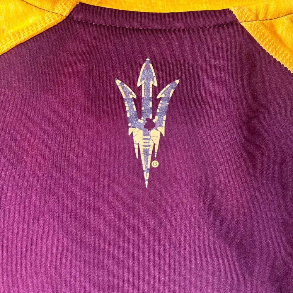 Adidas Arizona State Sun Devils Men XS Long Sleeve ClimaWarm Shirt Maroon Gold